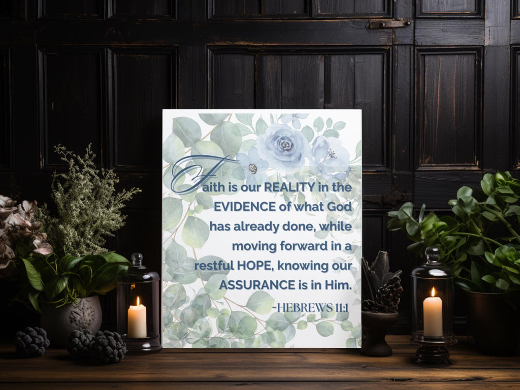 Eucalyptus Floral Canvas Wall Art: Inspirational Faith Quote