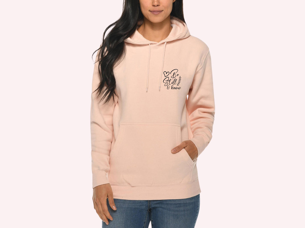 Embroidered 'Be Still and Know' Fleece Hoodie | Cozy Christian Scripture Apparel | Psalm 46:10