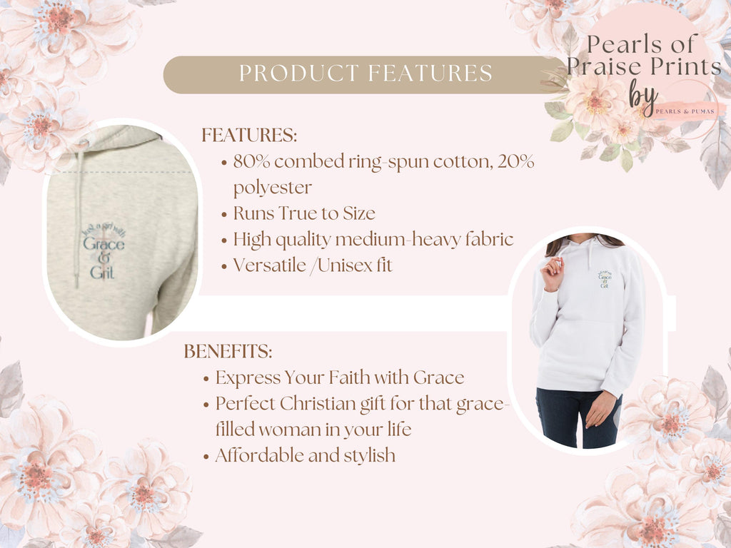 Christian Women's Fleece Hoodie | Grace & Grit, Jesus Cross