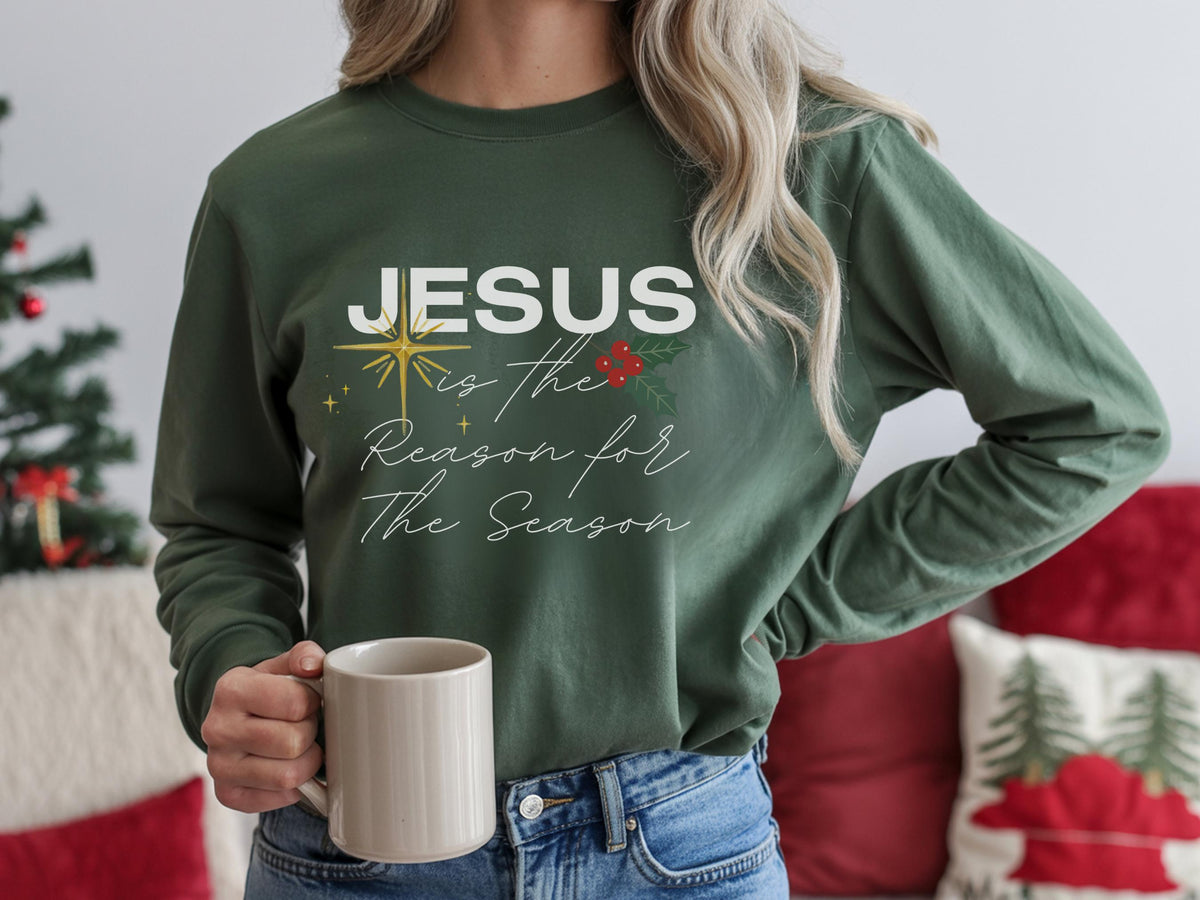 Jesus Is The Reason Long Sleeve Tee – Christian Christmas Shirt
