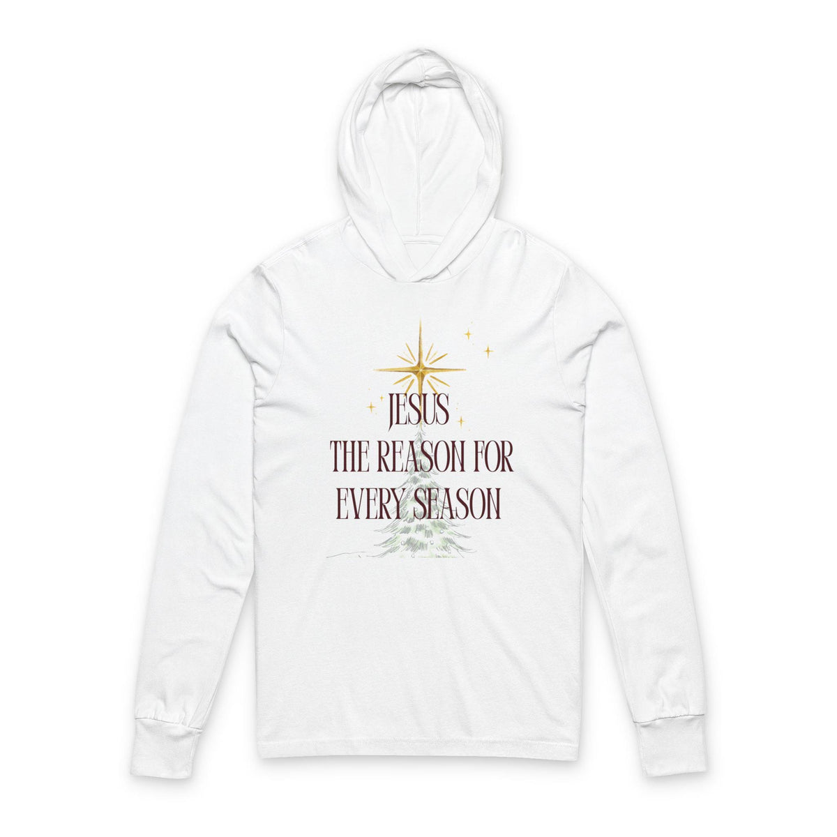 Jesus the Reason for Every Season - Hooded Light Weight Long Sleeve - Christian Apparel, Inspirational Outfit, [...]