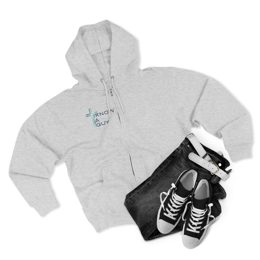 Christian 'I Know A Guy' Cross Hoodie | Faith Zip Up | Jesus Gift for Him