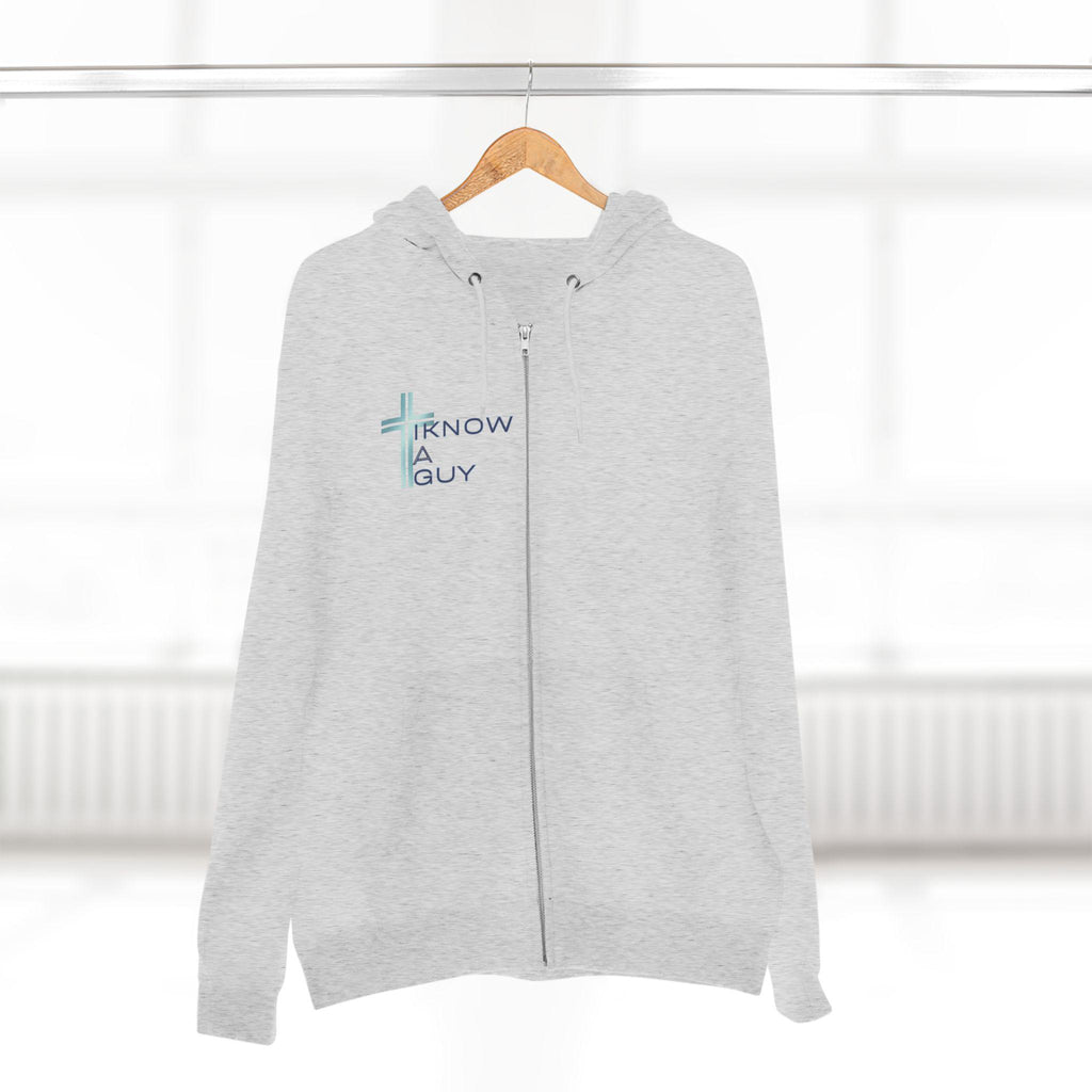 Christian 'I Know A Guy' Cross Hoodie | Faith Zip Up | Jesus Gift for Him