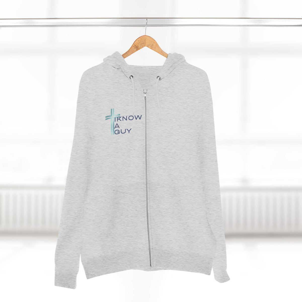 Christian 'I Know A Guy' Cross Hoodie | Faith Zip Up | Jesus Gift for Him