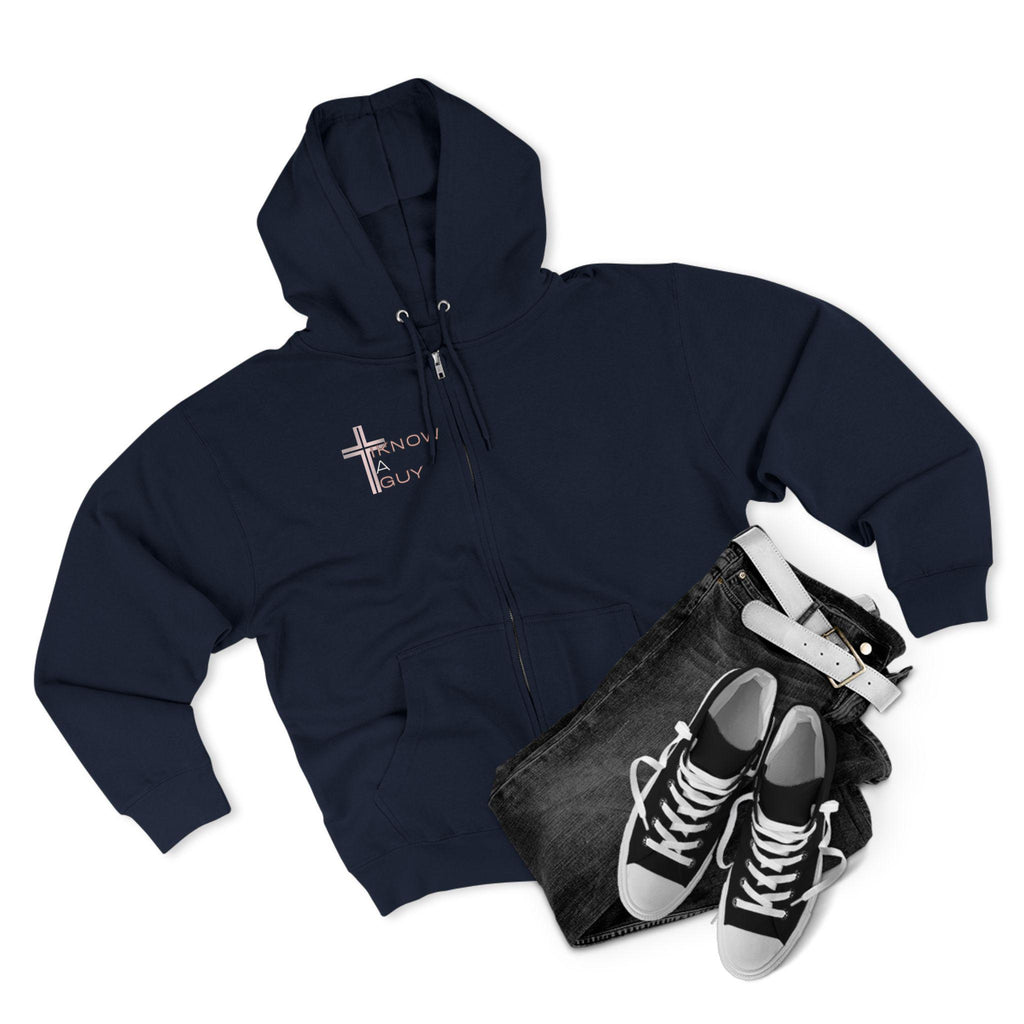 Christian 'I Know A Guy' Cross Hoodie | Faith Zip Up | Jesus Gift for Him