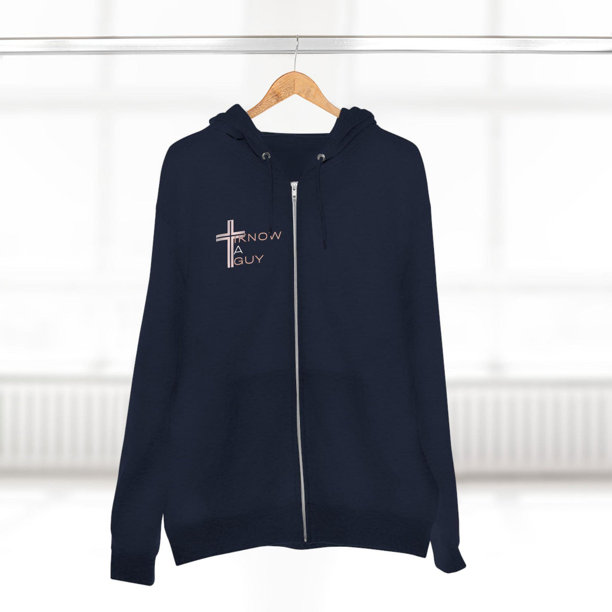 Christian 'I Know A Guy' Cross Hoodie | Faith Zip Up | Jesus Gift for Him