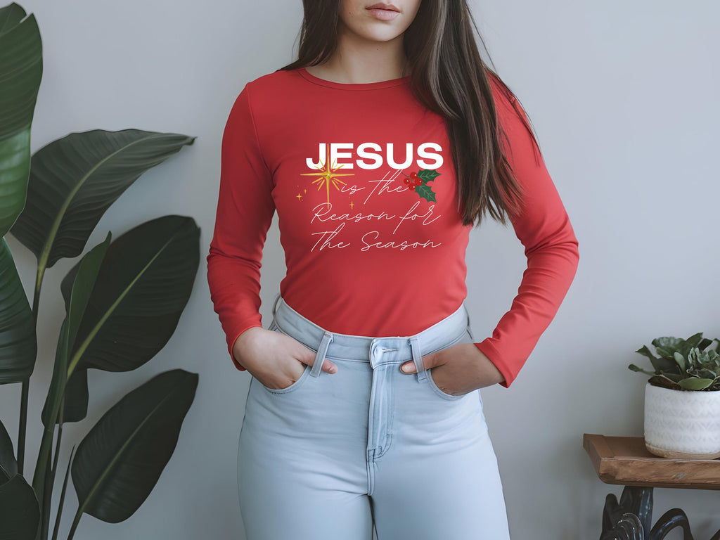 Jesus Is The Reason Long Sleeve Tee – Christian Christmas Shirt