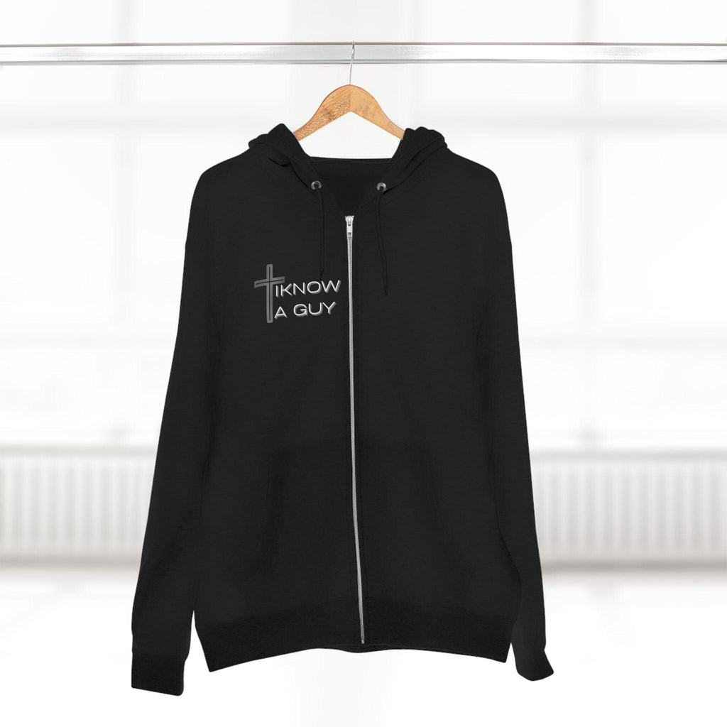 Christian 'I Know A Guy' Cross Hoodie | Faith Zip Up | Jesus Gift for Him