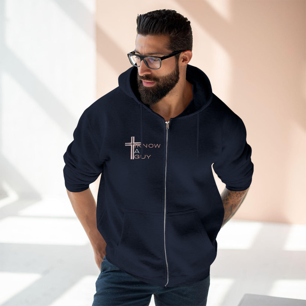 Christian 'I Know A Guy' Cross Hoodie | Faith Zip Up | Jesus Gift for Him