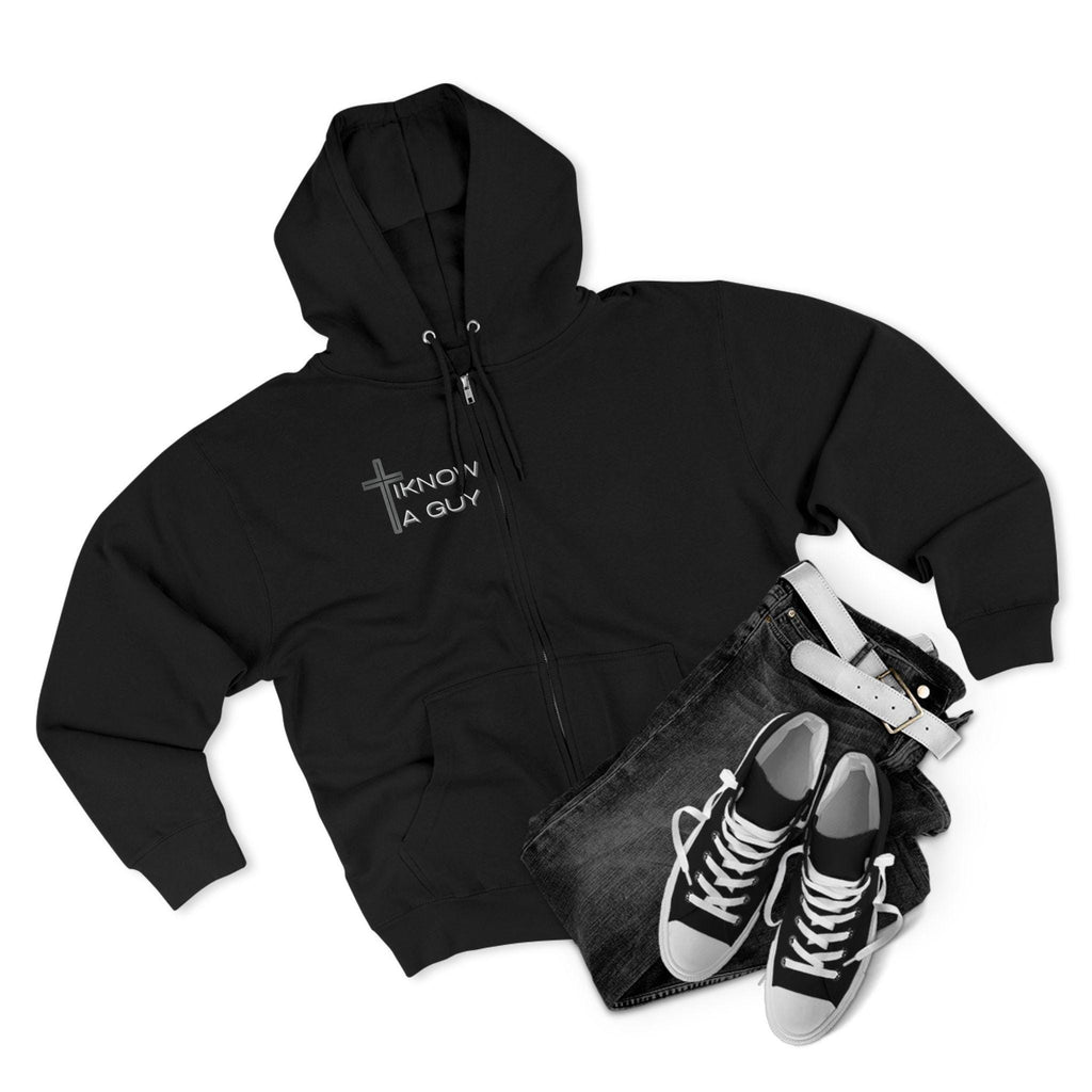 Christian 'I Know A Guy' Cross Hoodie | Faith Zip Up | Jesus Gift for Him