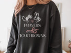 Christian Football Sweatshirt for Women | Game Day Prayers and Touchdowns Crewneck Faith Sweater
