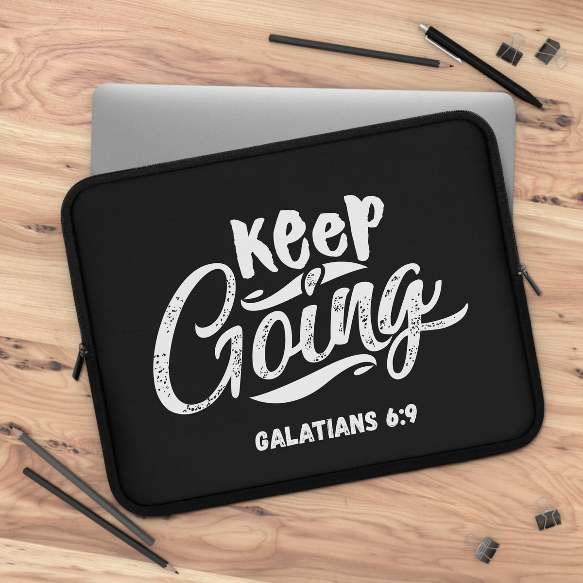 Inspirational Laptop Sleeve – Keep Going Galatians 6:9 Christian Tech Accessory