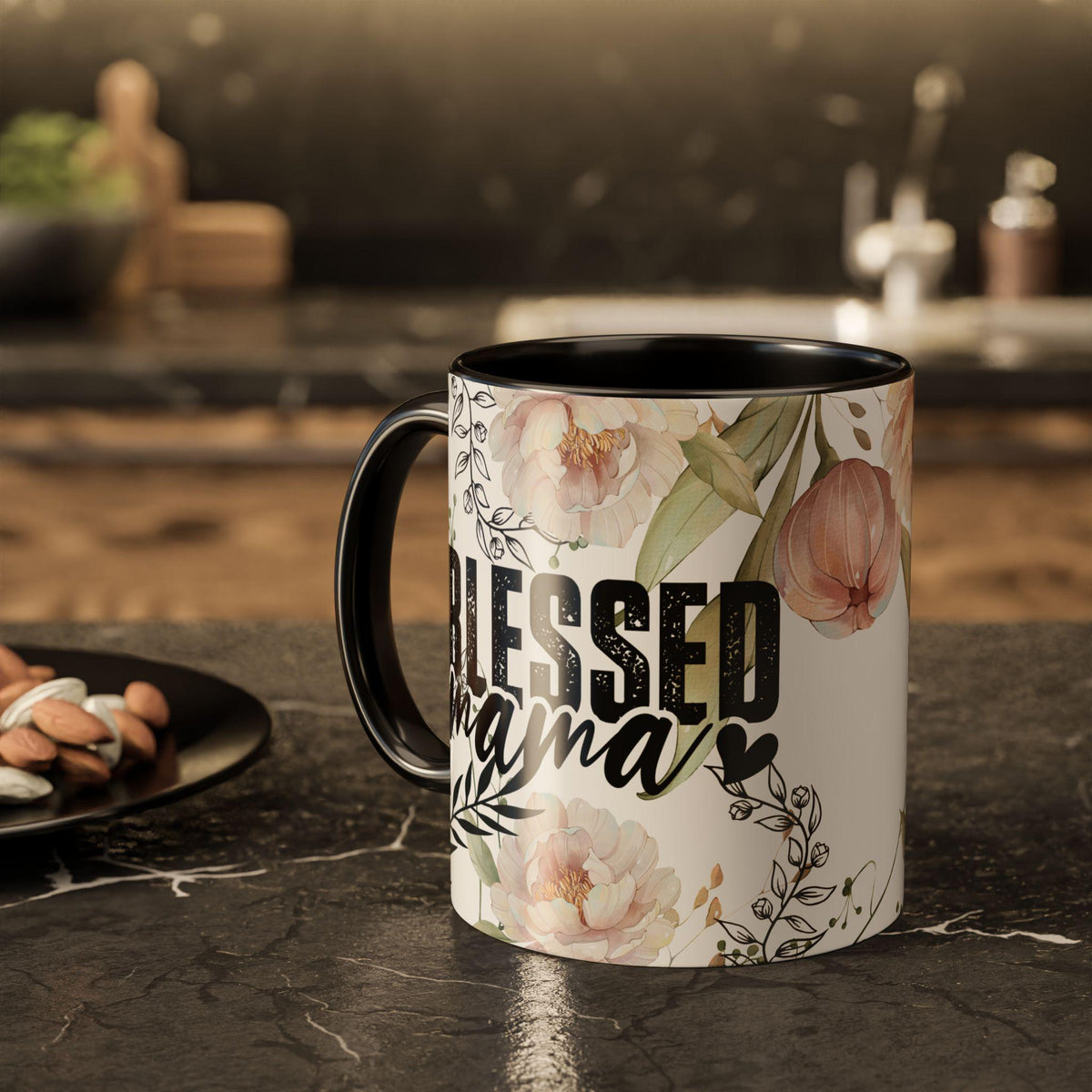 Christian Floral Ceramic Mug for Mom | Blessed Mama