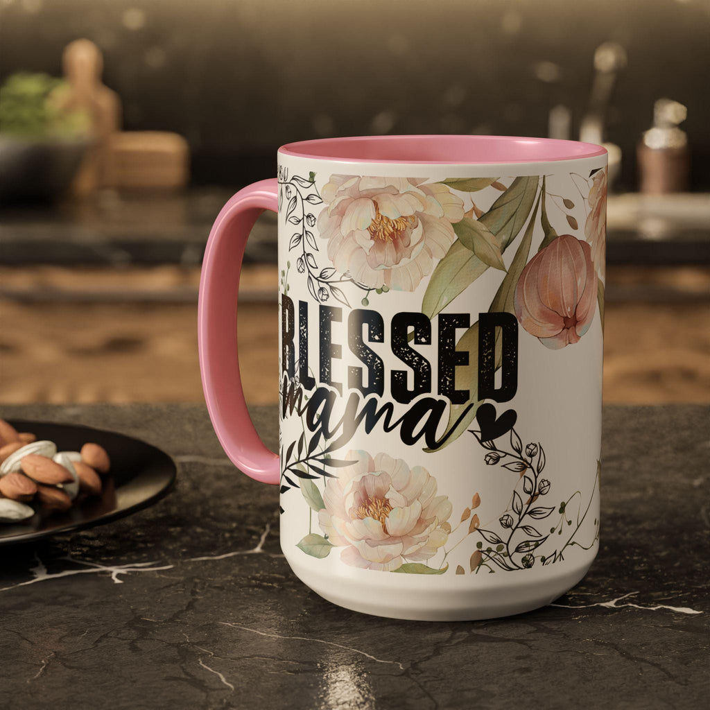 Christian Floral Ceramic Mug for Mom | Blessed Mama