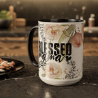 Christian Floral Ceramic Mug for Mom | Blessed Mama