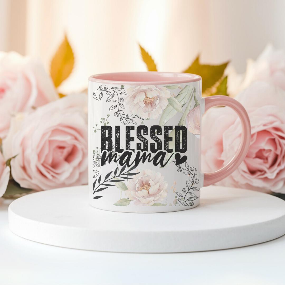 Christian Floral Ceramic Mug for Mom | Blessed Mama