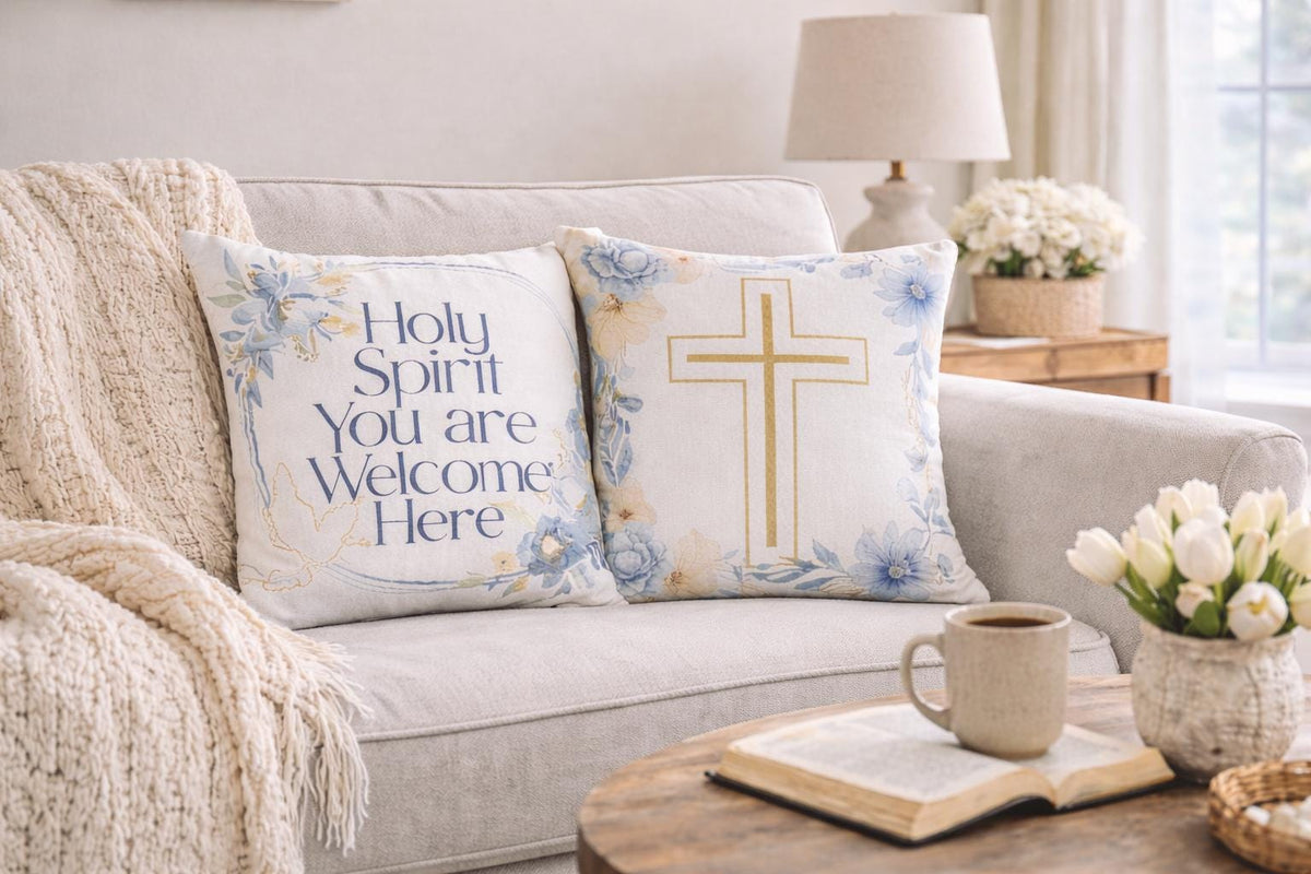 Floral Bible Verse Pillow Covers | Joshua 24:15, Holy Spirit Welcome Home Decor
