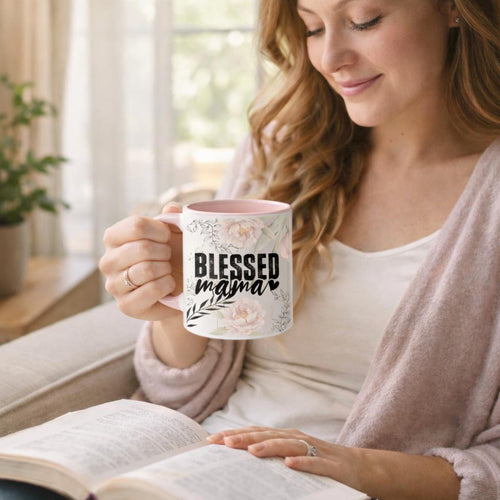 Christian Floral Ceramic Mug for Mom | Blessed Mama