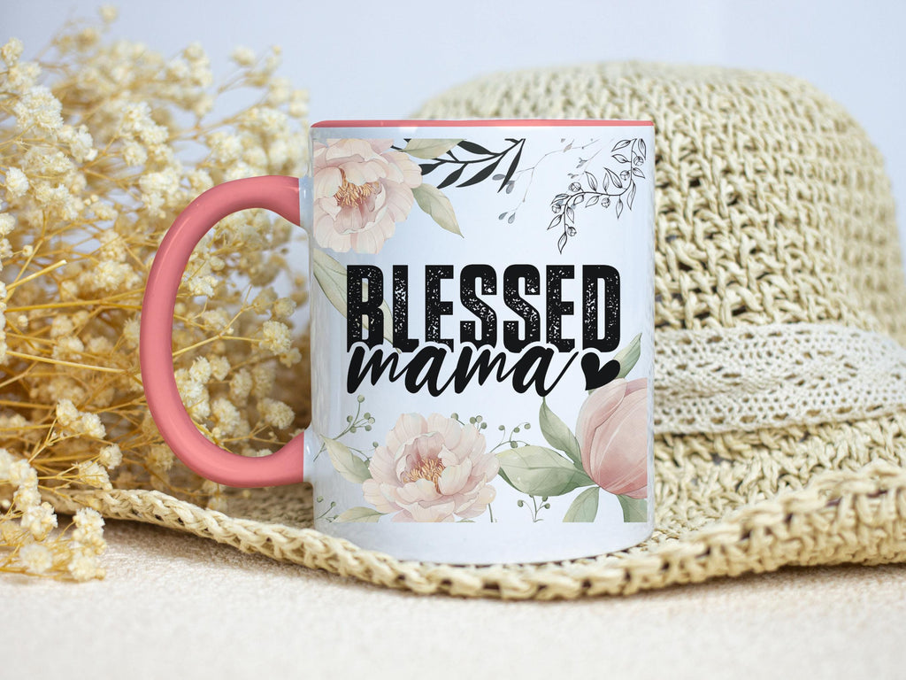 Christian Floral Ceramic Mug for Mom | Blessed Mama