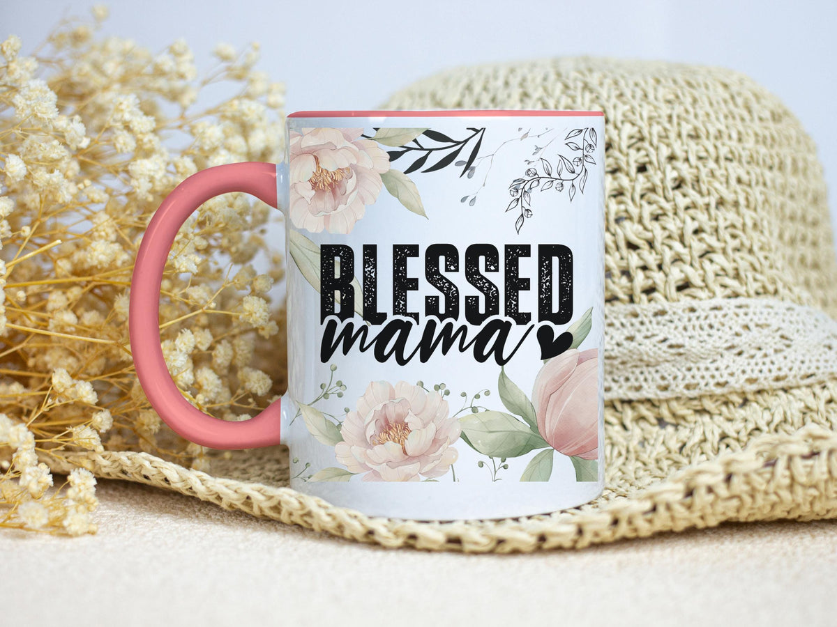 Christian Floral Ceramic Mug for Mom | Blessed Mama