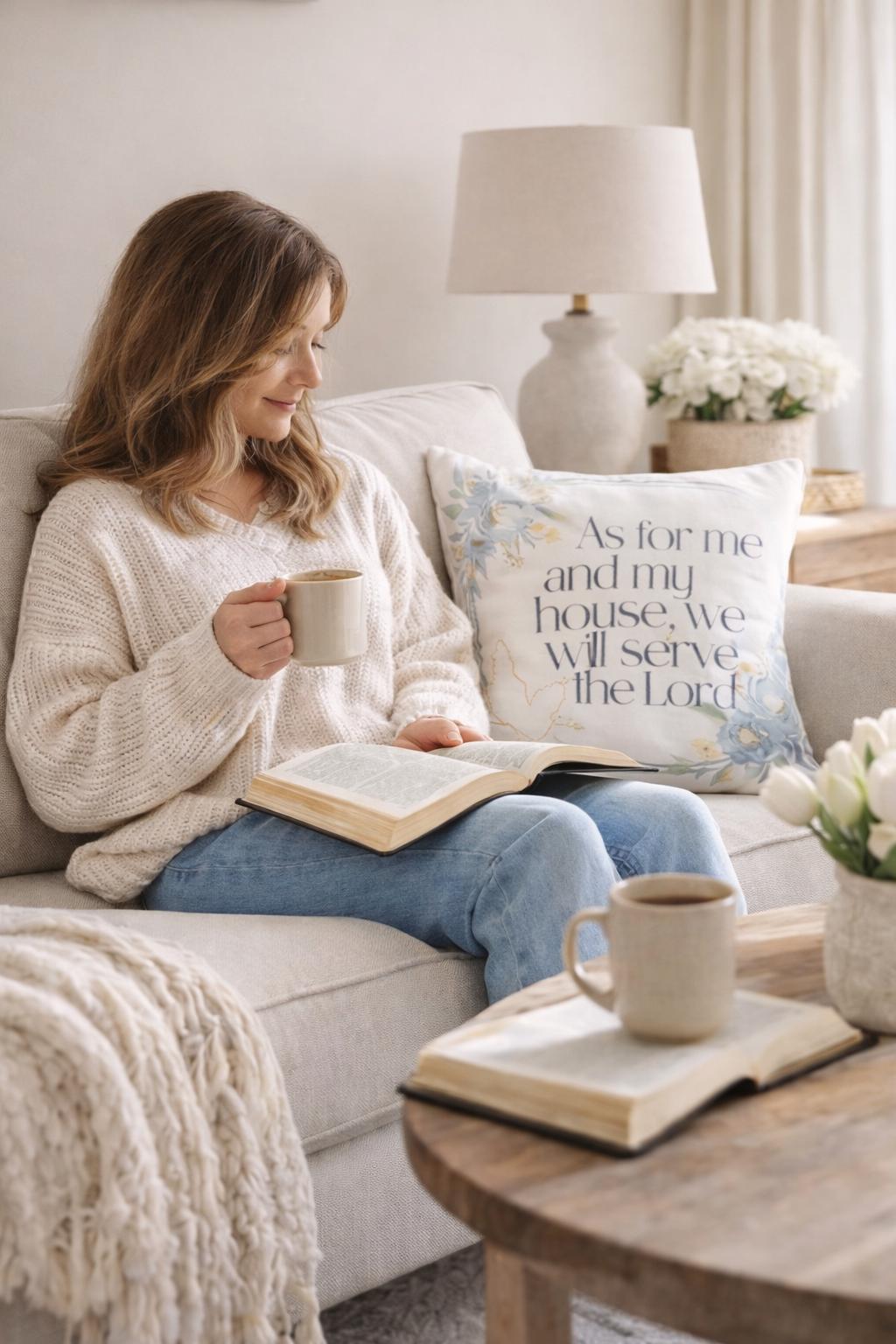 Floral Bible Verse Pillow Covers | Joshua 24:15, Holy Spirit Welcome Home Decor