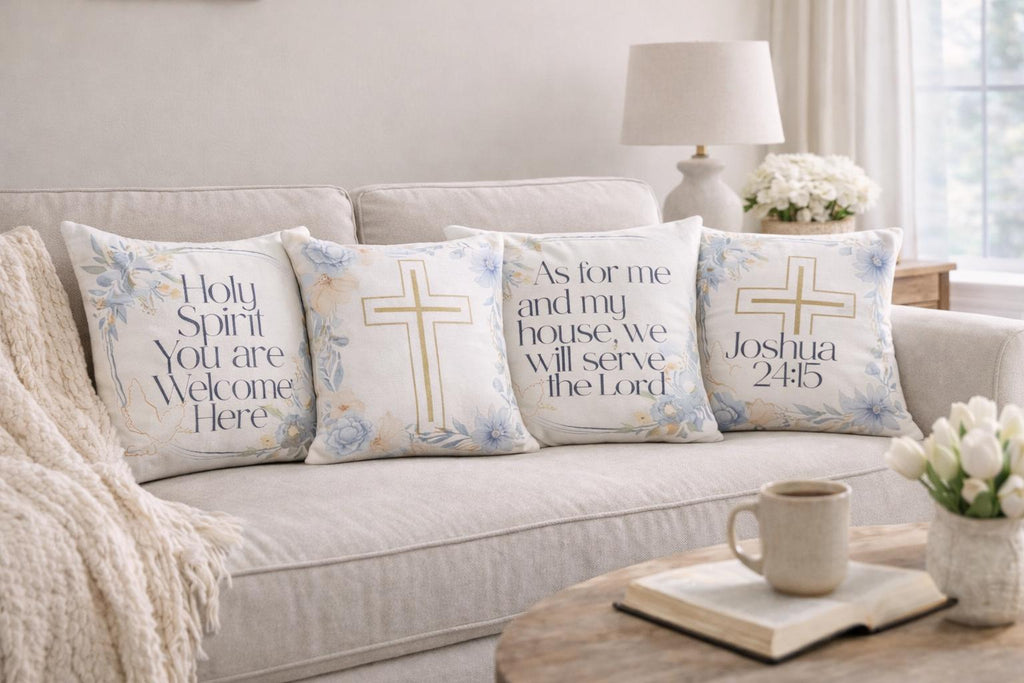 Floral Bible Verse Pillow Covers | Joshua 24:15, Holy Spirit Welcome Home Decor