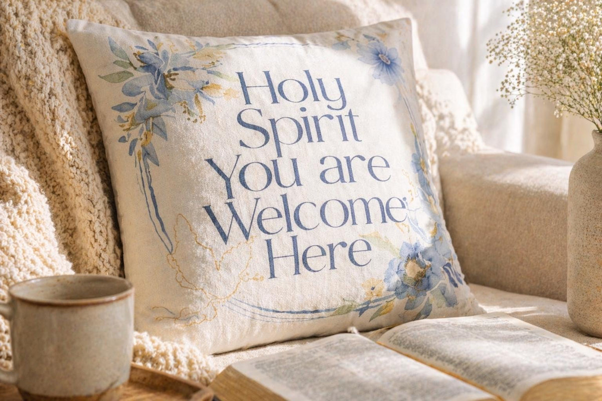 Floral Bible Verse Pillow Covers | Joshua 24:15, Holy Spirit Welcome Home Decor