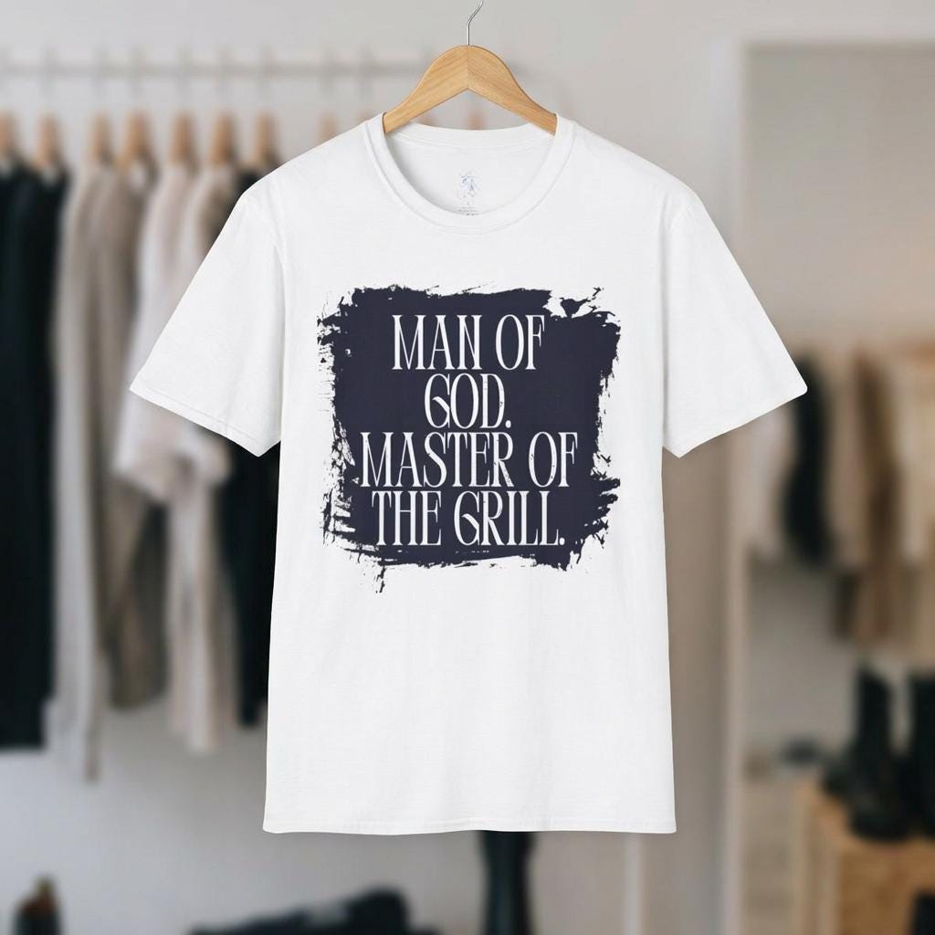 Man of God Master of Grill T-Shirt | Faith BBQ Christian Tee | Gift for Him