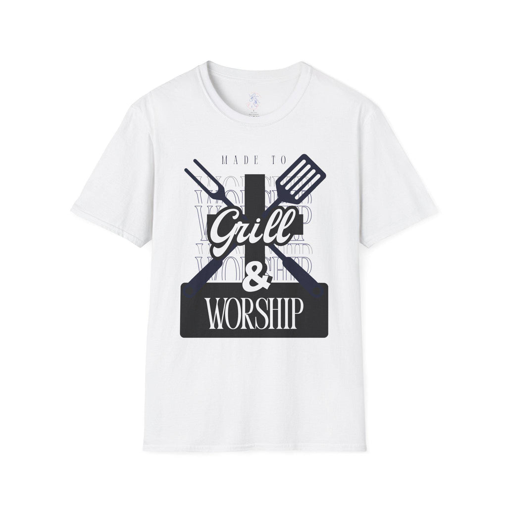 Christian Mens Grill & Worship T-Shirt | Faith Gift for Him