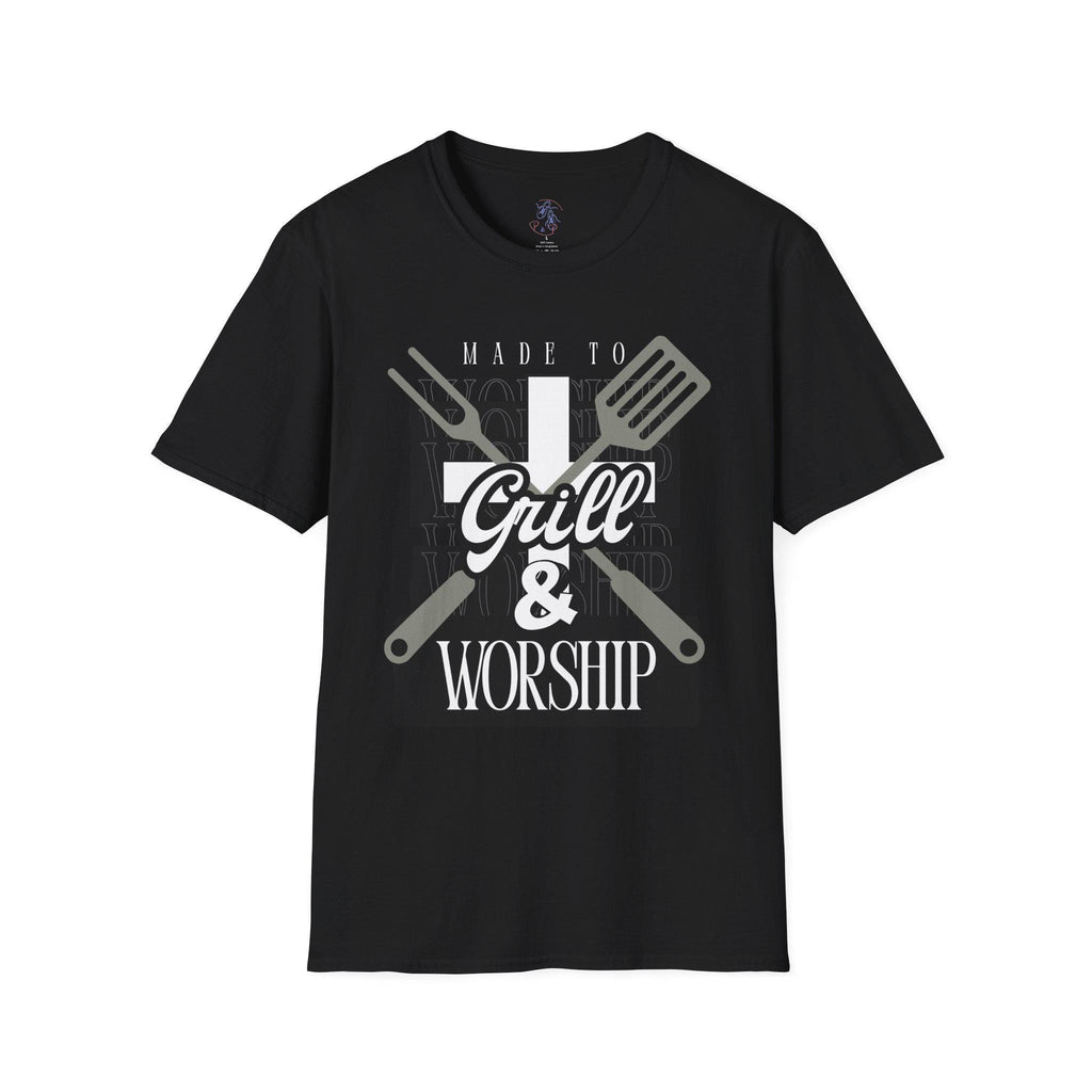 Christian Mens Grill & Worship T-Shirt | Faith Gift for Him