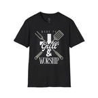 Christian Mens Grill & Worship T-Shirt | Faith Gift for Him