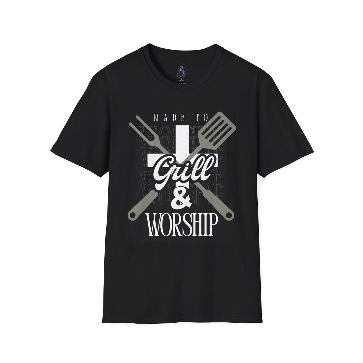 Christian Mens Grill & Worship T-Shirt | Faith Gift for Him