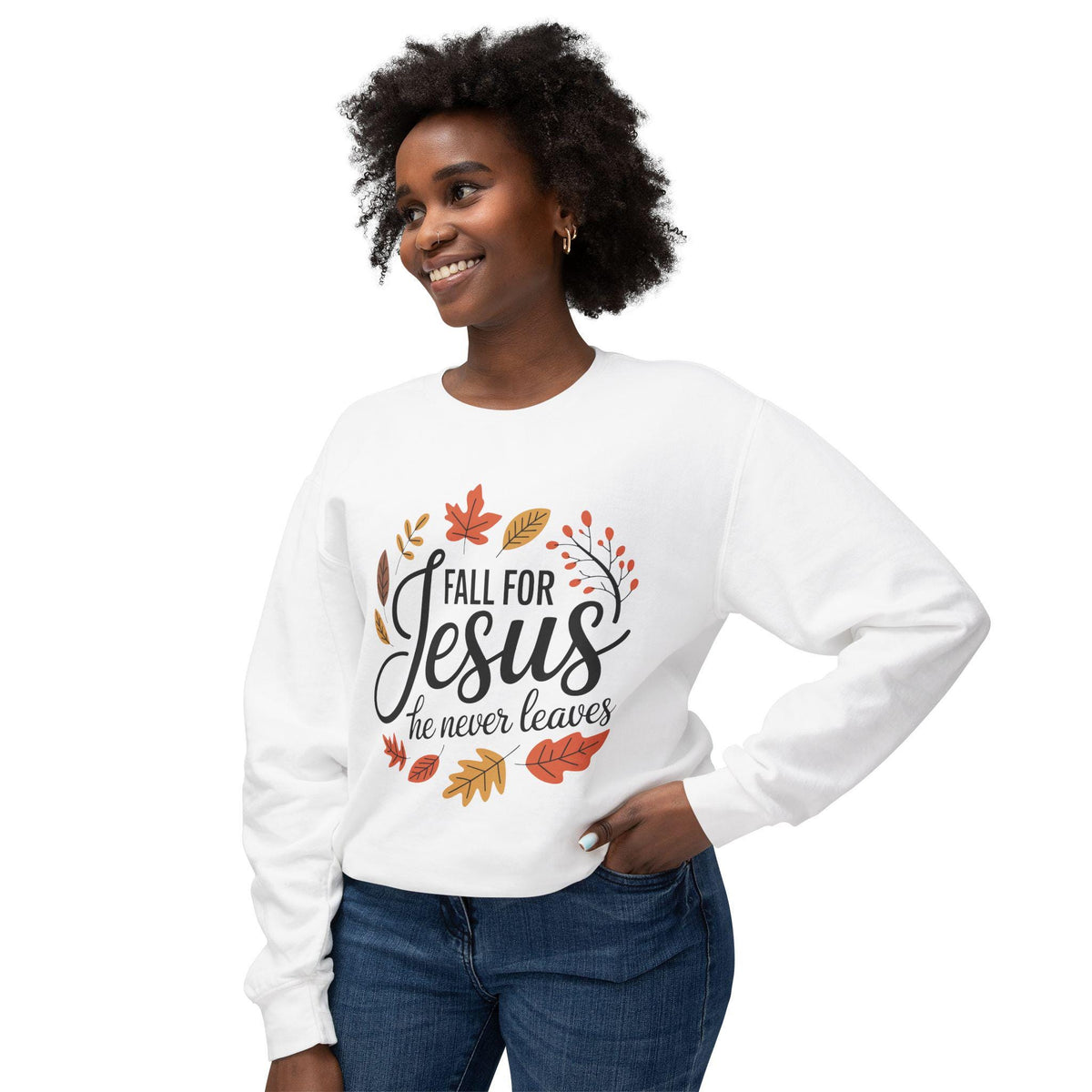 Fall For Jesus Sweatshirt | Christian Unisex Lightweight Fleece