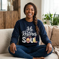 He Restores My Soul long sleeve tee | Christian faith shirt, Jesus star design