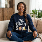 He Restores My Soul long sleeve tee | Christian faith shirt, Jesus star design