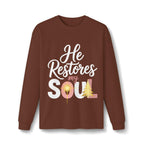 He Restores My Soul long sleeve tee | Christian faith shirt, Jesus star design