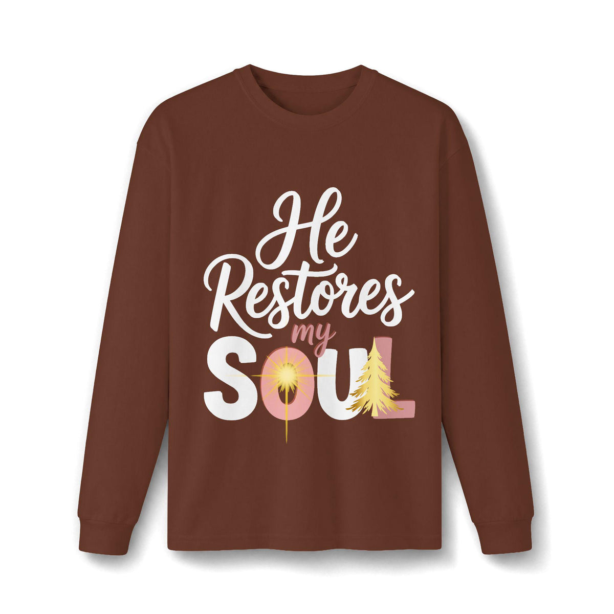 He Restores My Soul long sleeve tee | Christian faith shirt, Jesus star design