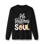 He Restores My Soul long sleeve tee | Christian faith shirt, Jesus star design