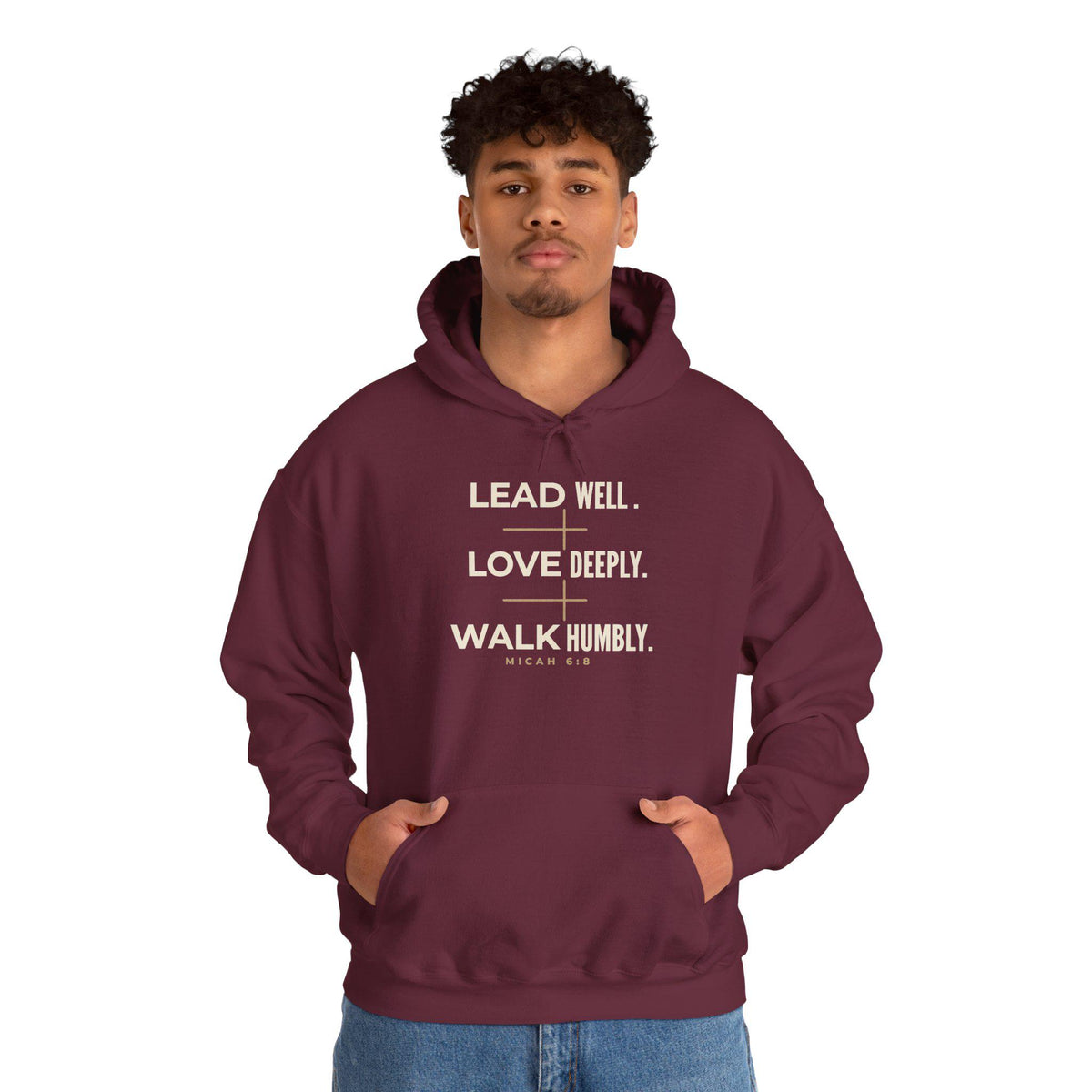 Lead Well Love Deeply Walk Humbly Hoodie | Micah 6:8 Christian Sweatshirt