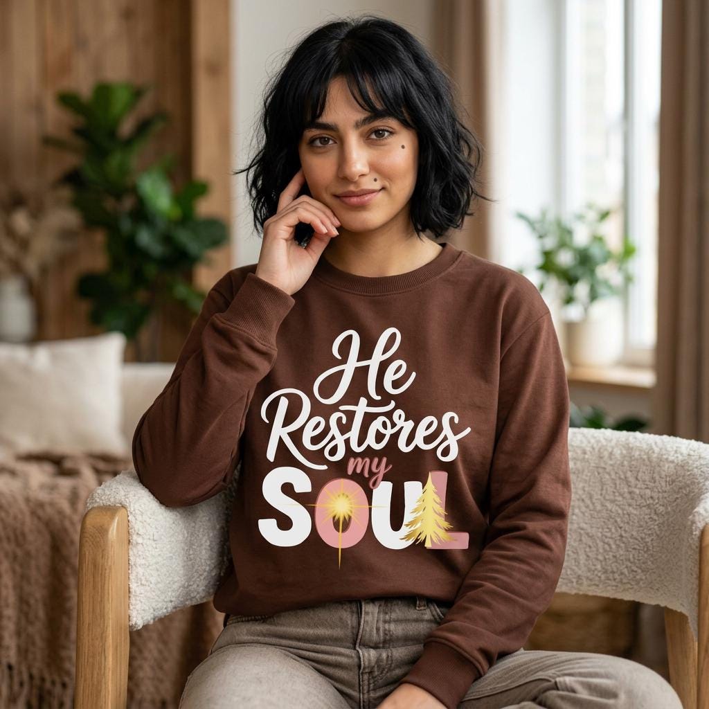 He Restores My Soul long sleeve tee | Christian faith shirt, Jesus star design