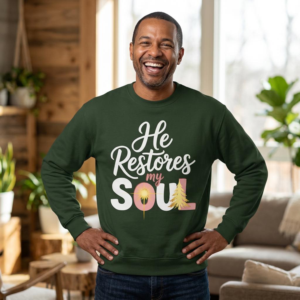 He Restores My Soul long sleeve tee | Christian faith shirt, Jesus star design