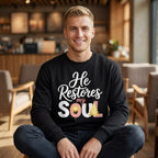 He Restores My Soul long sleeve tee | Christian faith shirt, Jesus star design