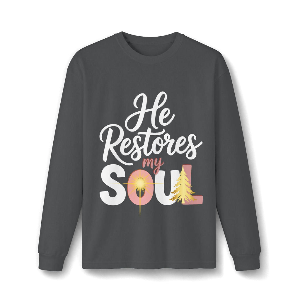 He Restores My Soul long sleeve tee | Christian faith shirt, Jesus star design