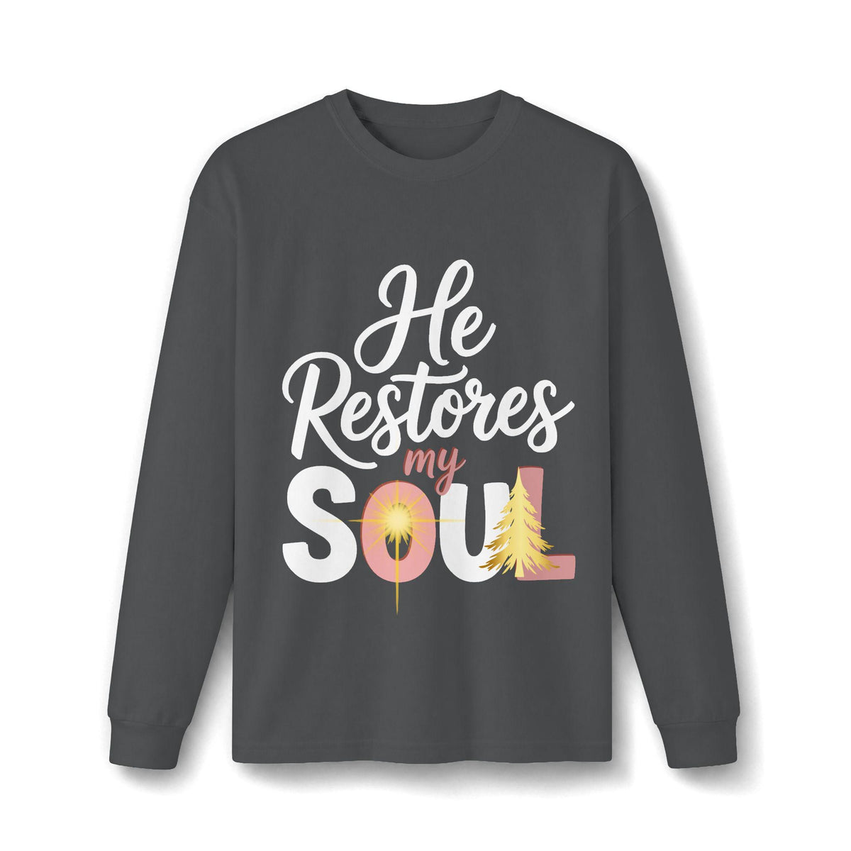 He Restores My Soul long sleeve tee | Christian faith shirt, Jesus star design