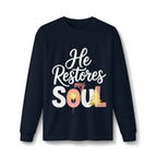 He Restores My Soul long sleeve tee | Christian faith shirt, Jesus star design