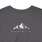 Built Different Christian Graphic Tee | Built on the Rock | Matthew 7:24 Scripture Shirt