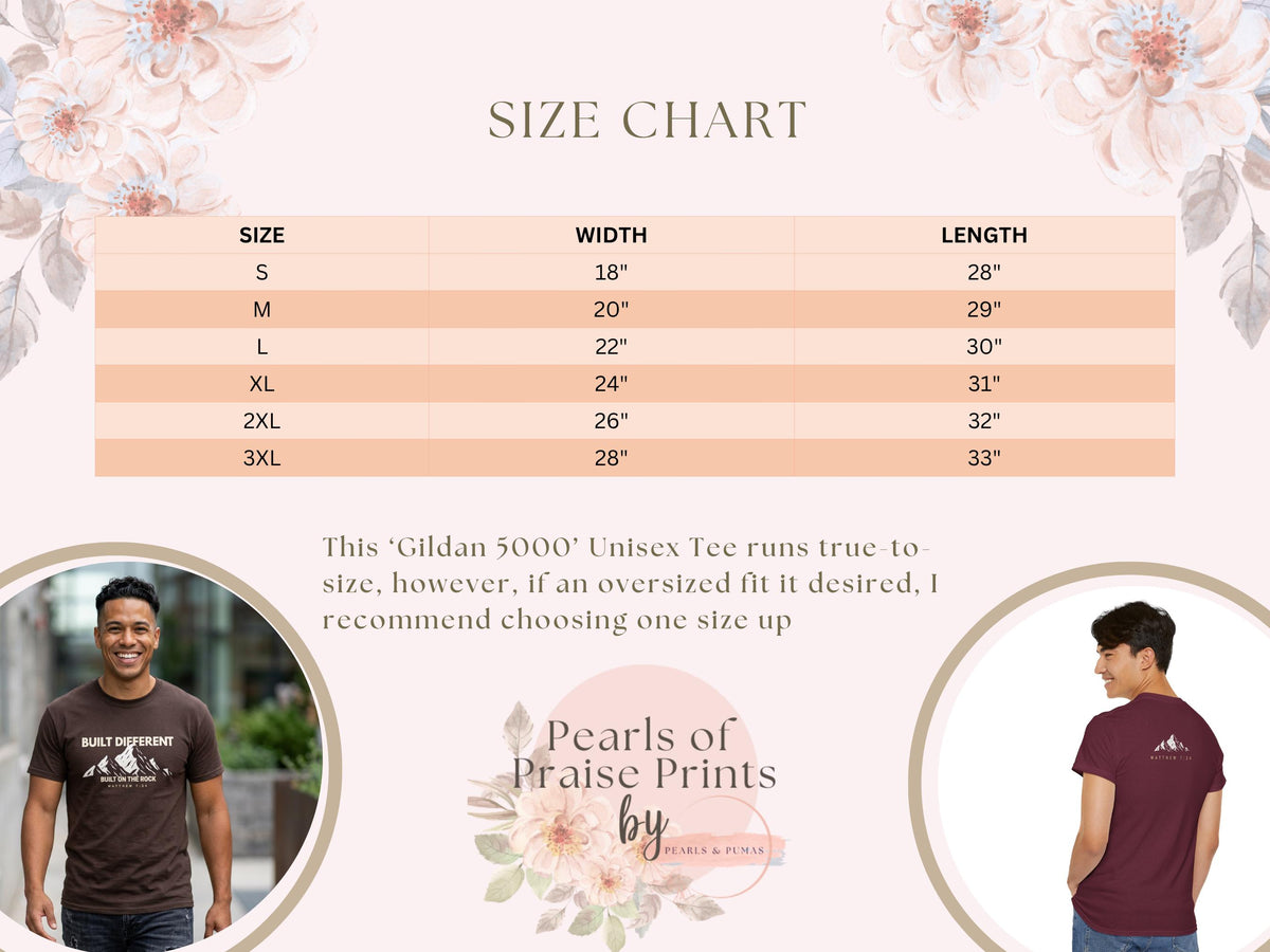 Built Different Christian Graphic Tee | Built on the Rock | Matthew 7:24 Scripture Shirt