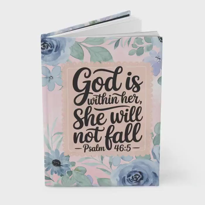 Inspirational Prayer Journal | Psalm 46:5 Floral Hardcover Notebook