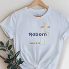 Women's Christian Tee: "Reborn" Cross Graphic Softstyle T-Shirt