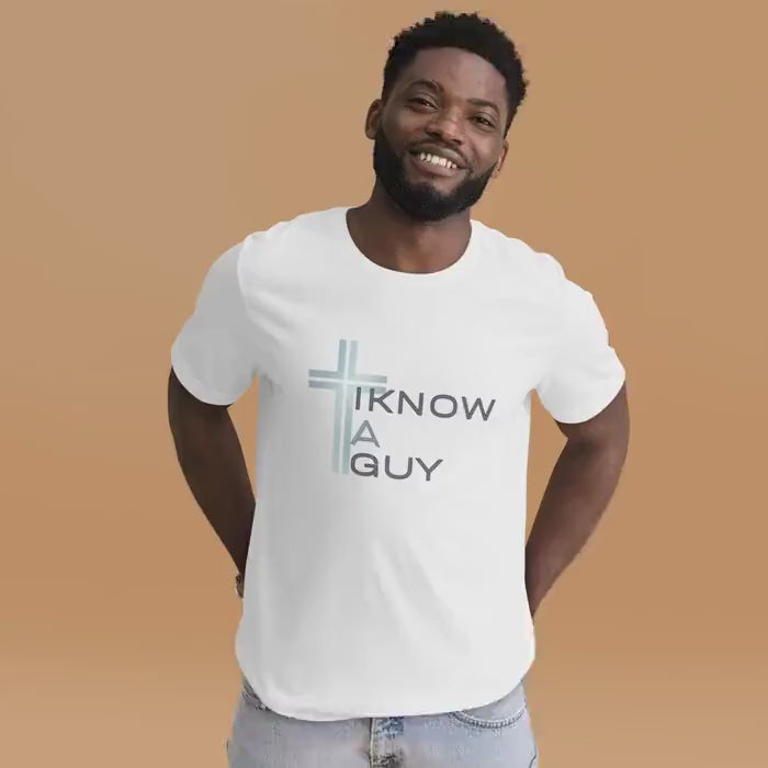 Christian Unisex Tee "I Know a Guy"  | Cotton Jesus TShirt | Men & Women Relaxed Fit